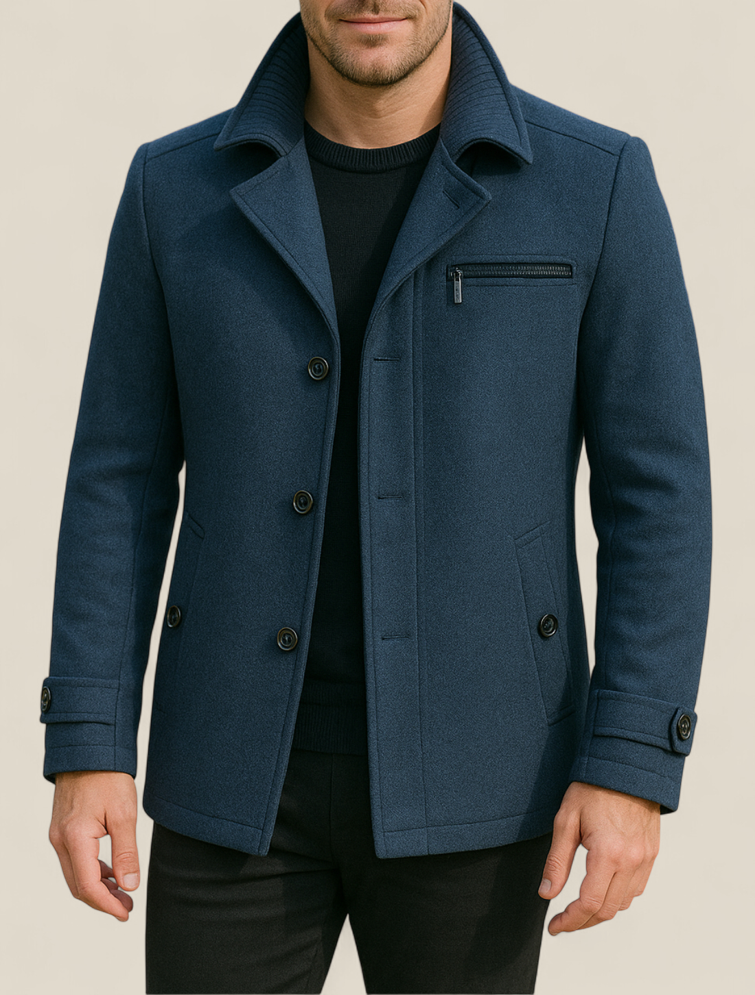 Men’s Wool Jacket - Slim Fit Business Casual Winter Coat
