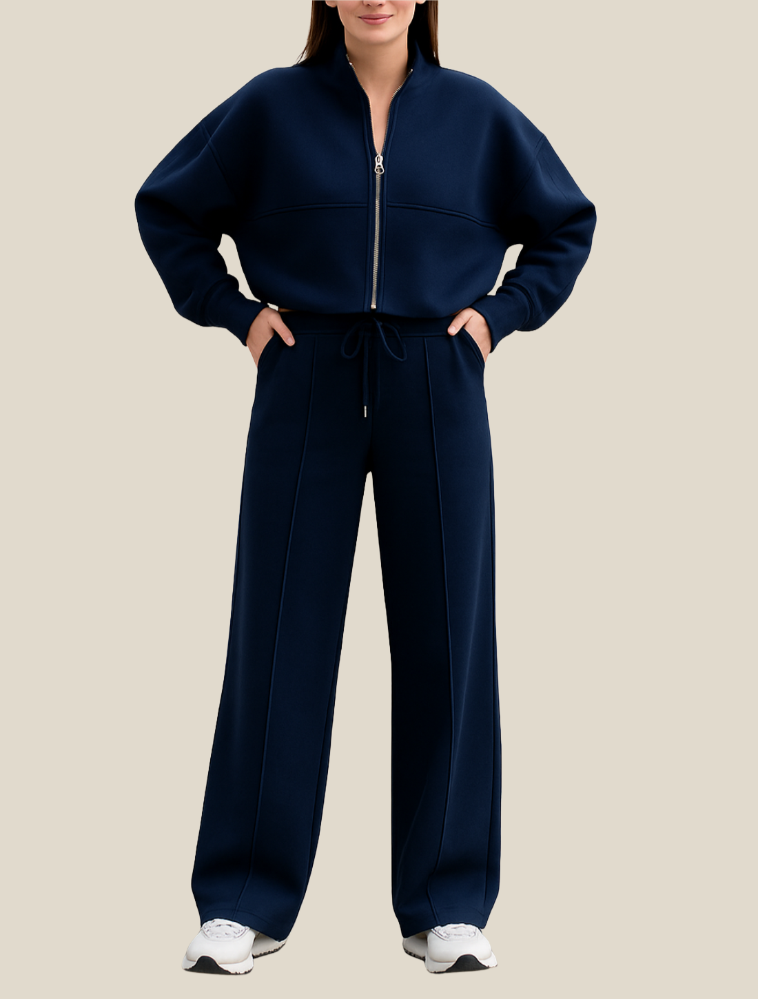 Women’s Two-Piece Tracksuit Set, Zip Jacket And Pants, Casual Sportswear Outfit