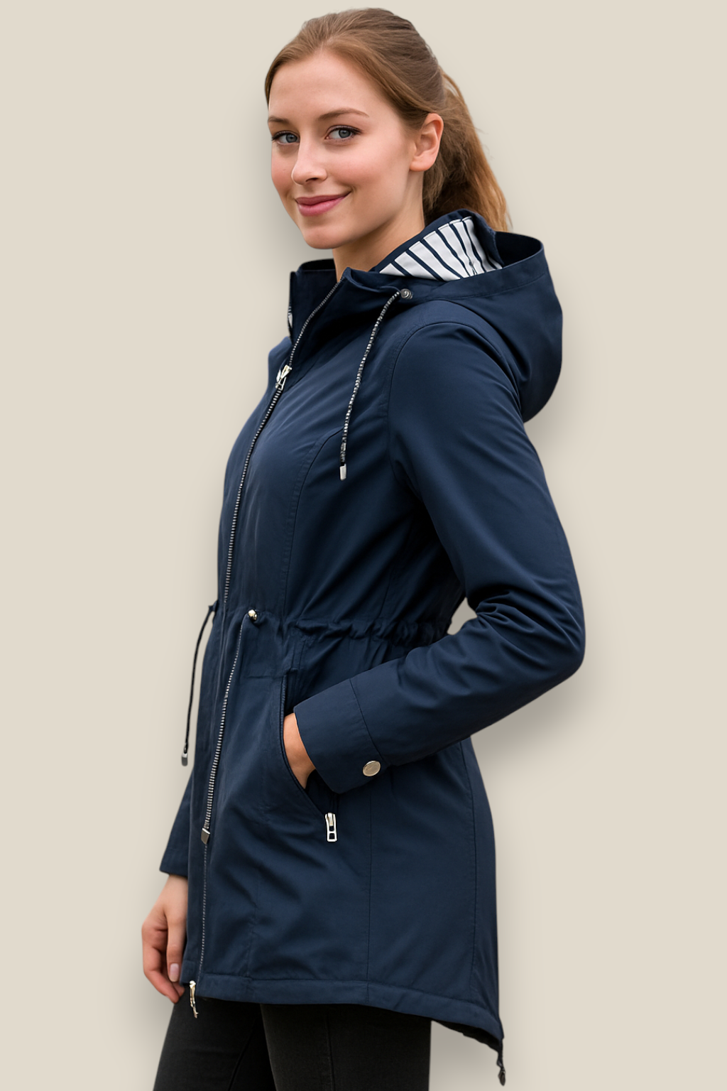 Women’s Waterproof Parka Jacket - Lightweight Hooded Trench coat
