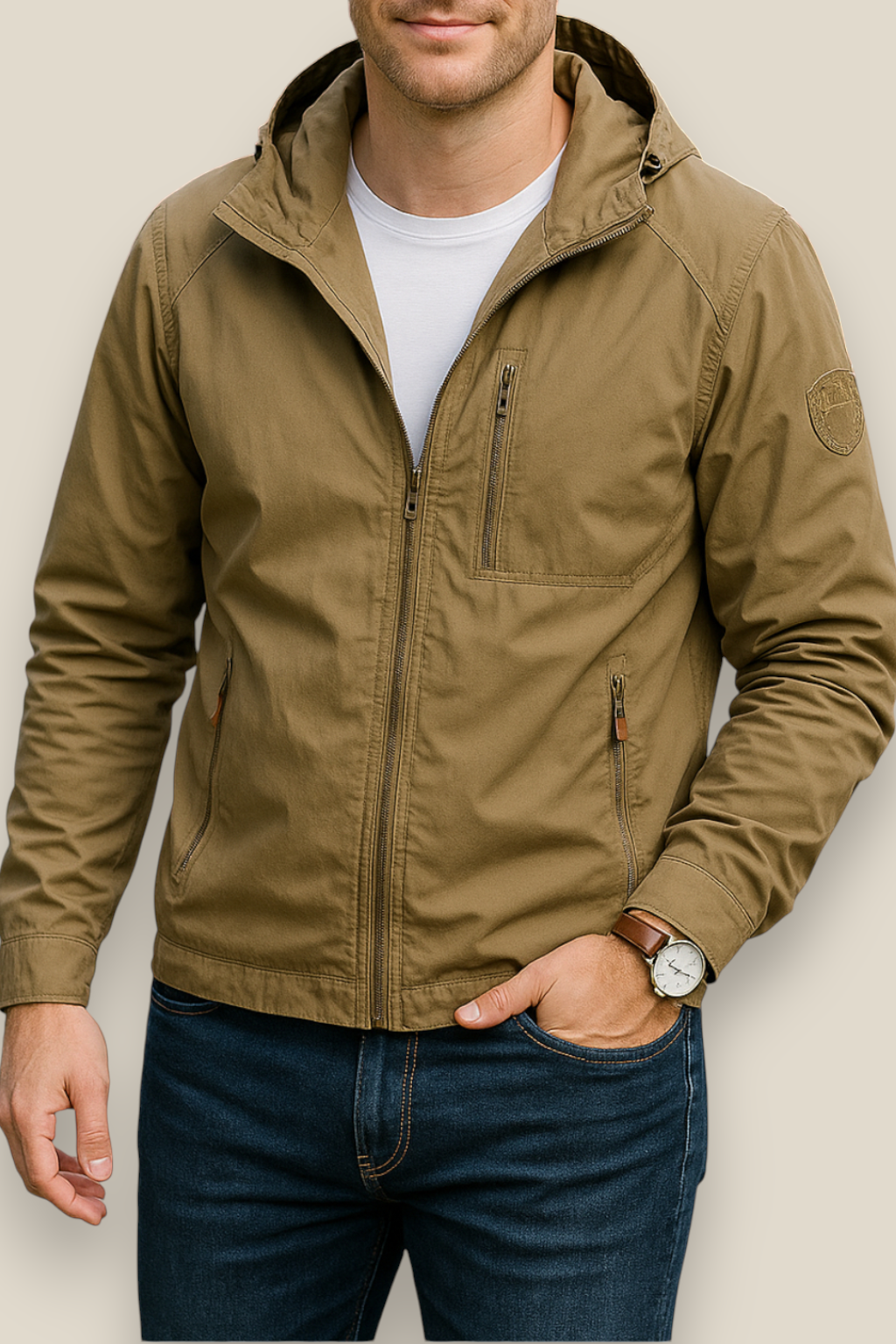 Men’s Waterproof Hiking Jacket -Outdoor Hooded Windbreaker