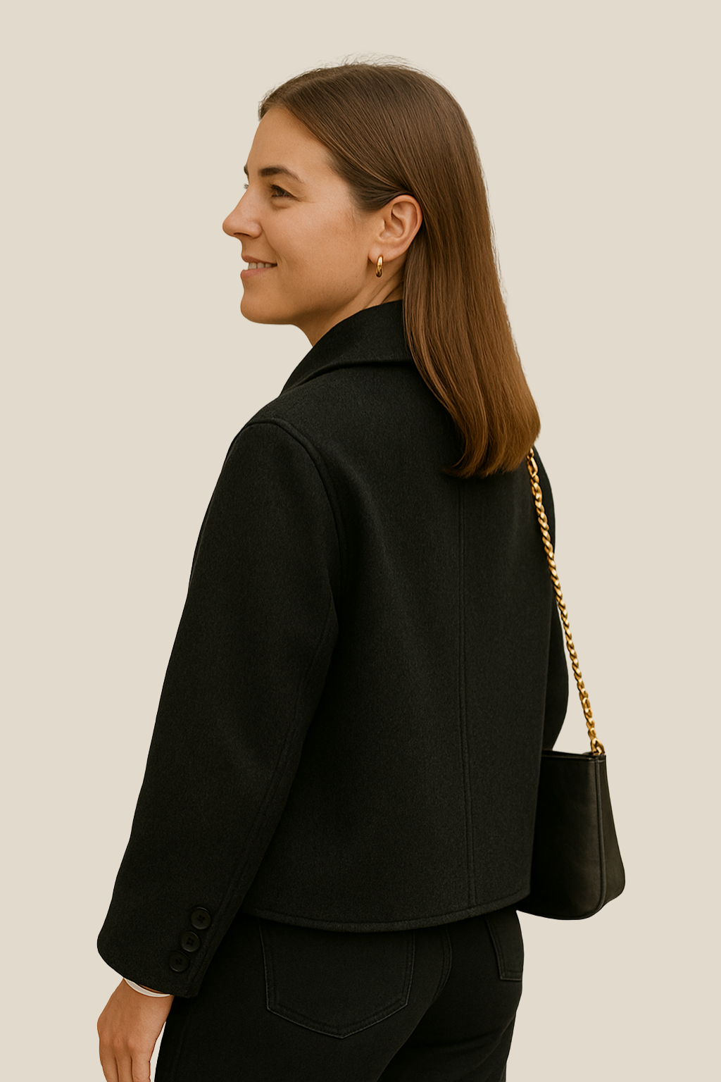 Women’s Wool Coat, Short Button-Up Elegant Jacket, Warm Winter Sweater