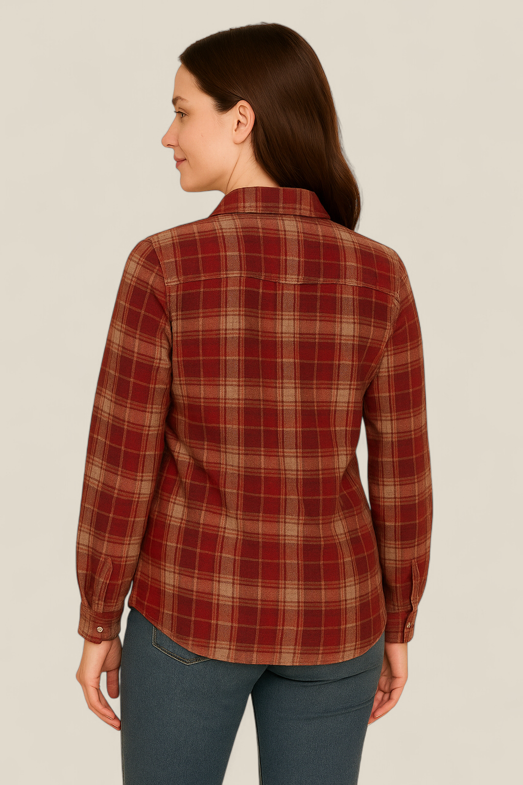Women’s Plaid Shirt Jacket - Elegant Fleece Winter Slim Fit Blouse
