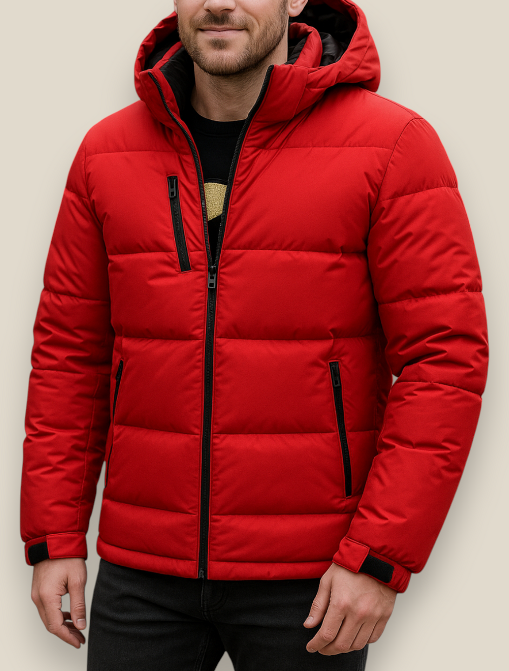 Men’s Hooded Puffer Jacket, Winter Down Coat, Warm Outerwear