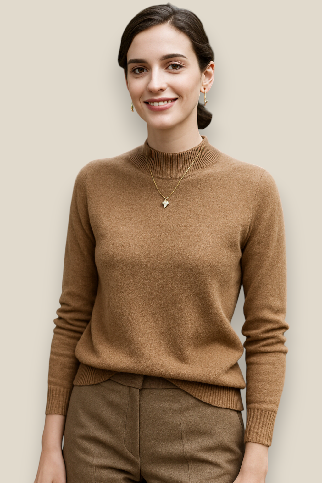 Women’s Wool Jumper, Seamless Knitted Sweater, Long Sleeve Winter Top
