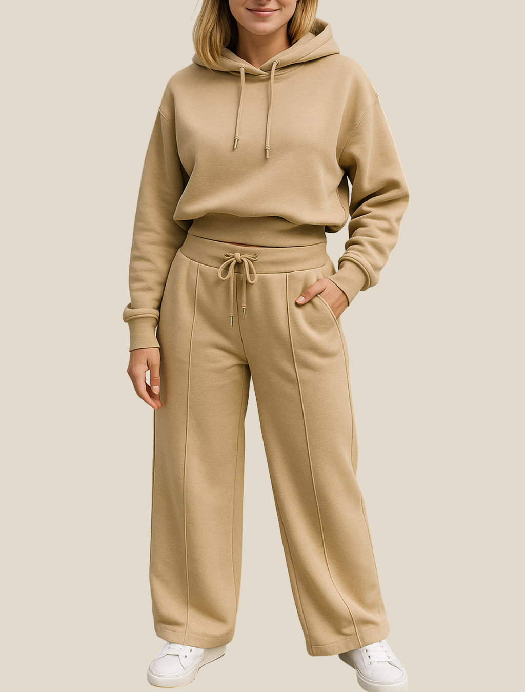 Women’s Two-Piece Hoodie Jogger Set, Casual Winter Tracksuit Outfit, Warm Loungewear