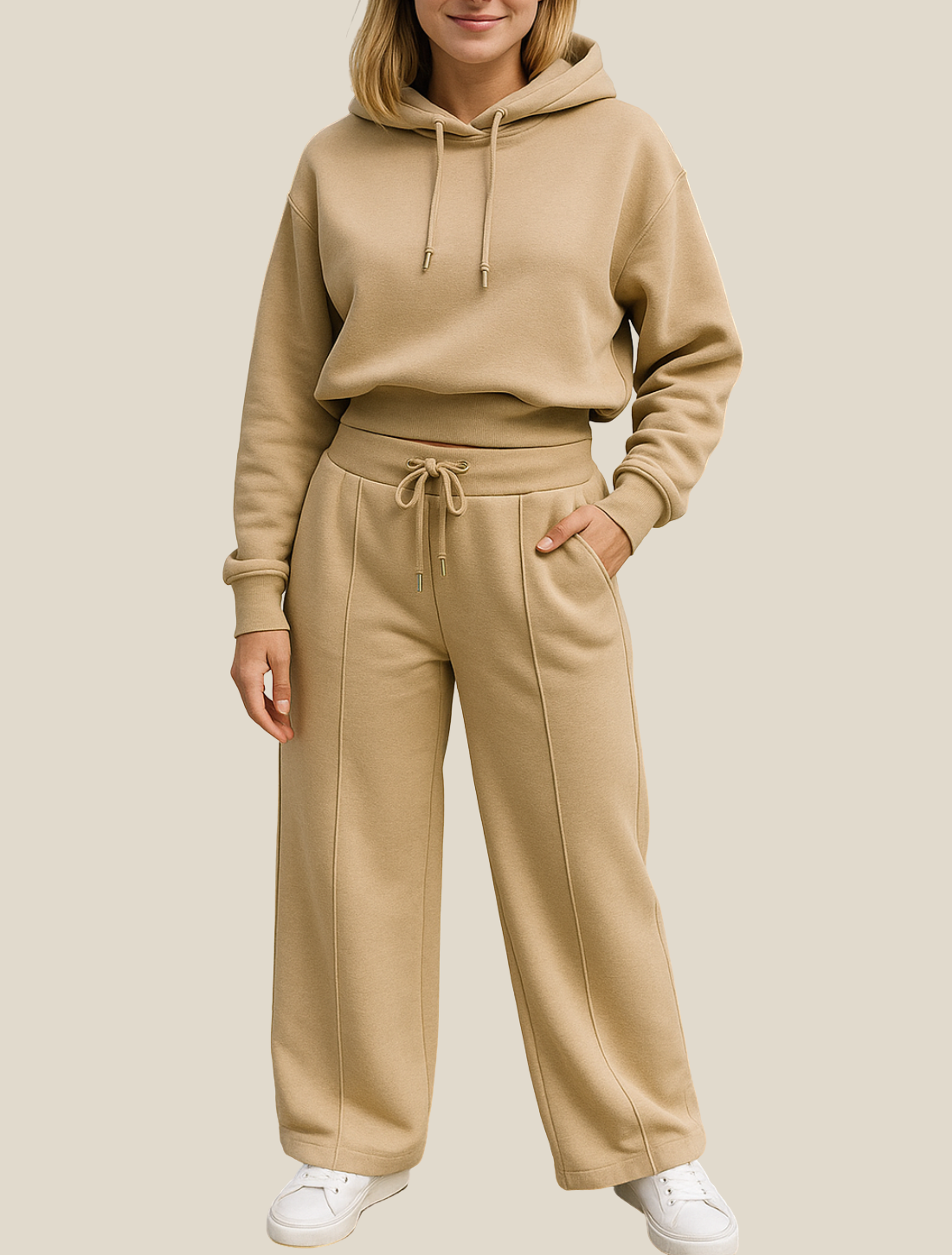 Women’s Two-Piece Hoodie Jogger Set, Casual Winter Tracksuit Outfit, Warm Loungewear