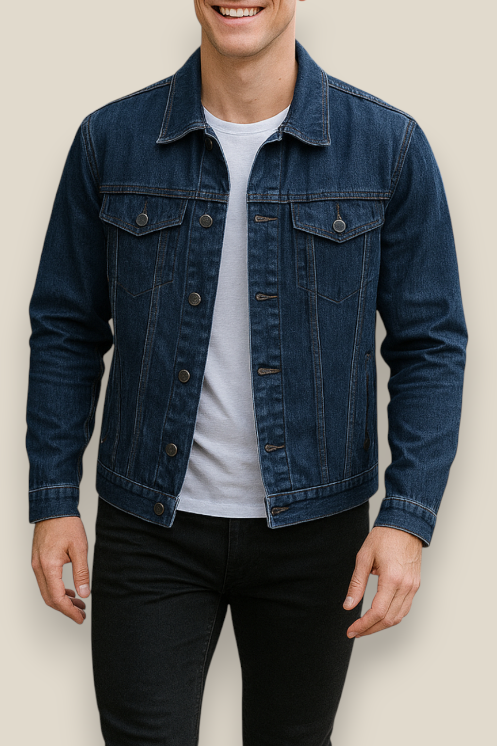Men’s Winter Denim Jacket, Warm Padded Coat, Casual Outerwear