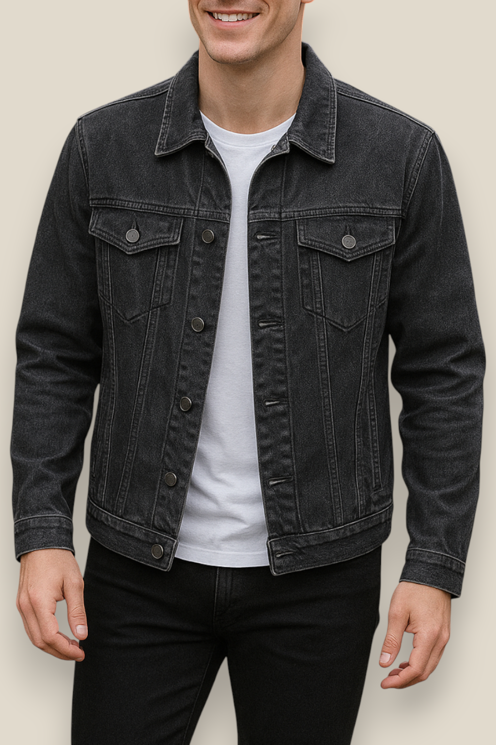 Men’s Winter Denim Jacket, Warm Padded Coat, Casual Outerwear