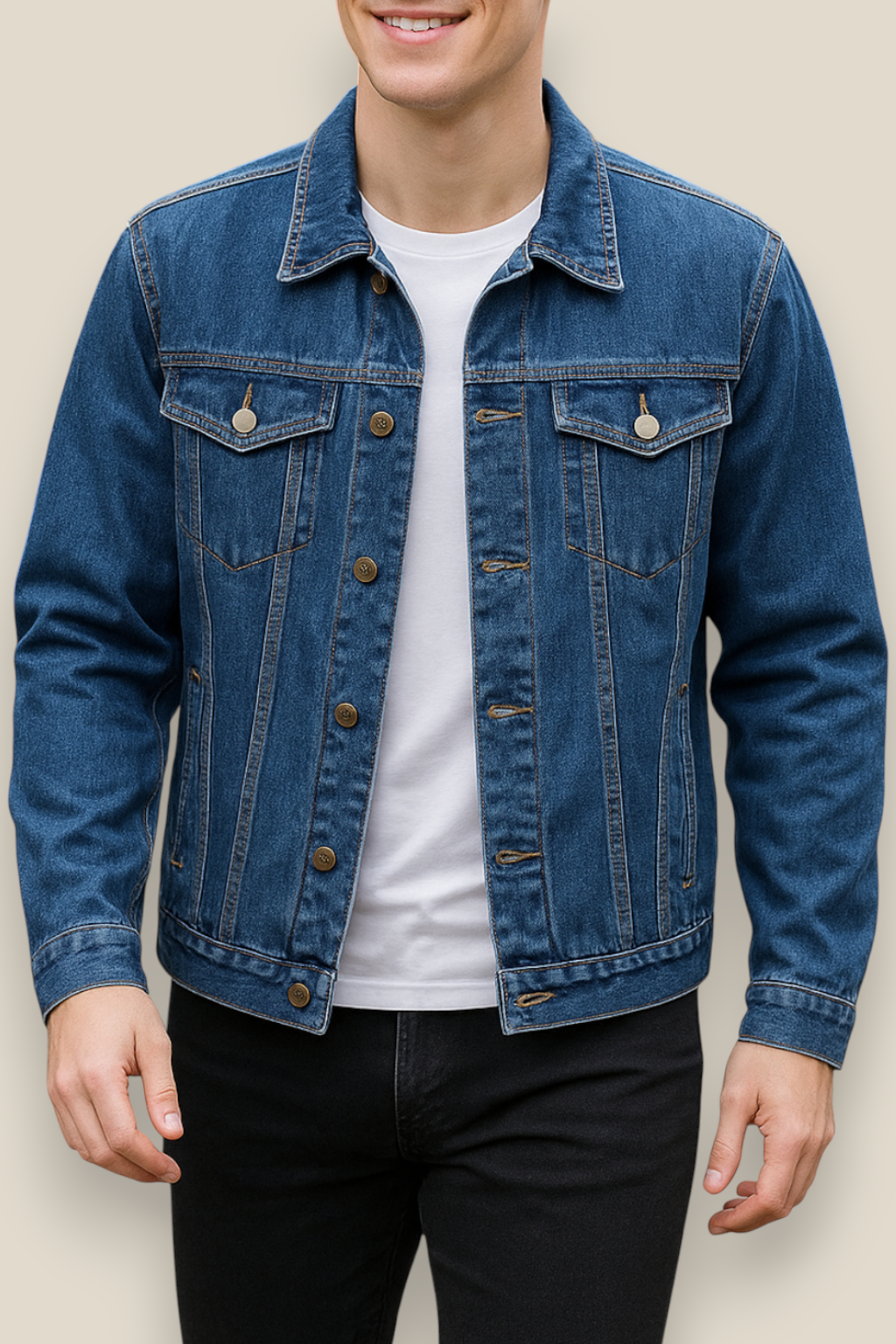 Men’s Winter Denim Jacket, Warm Padded Coat, Casual Outerwear